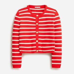 J. Crew Emilie sweater lady jacket in stripe red orange 37190